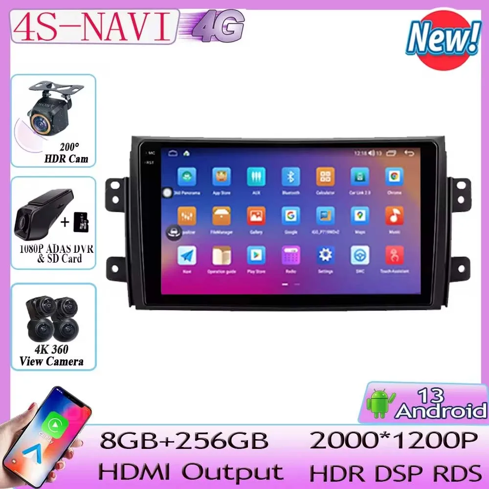 

7862 CPU Android 13 For Suzuki SX4 1 For Fiat Sedici 2005 - 2014 Car Radio multimedia player navigation GPS No 2din DVD 5G WiFi