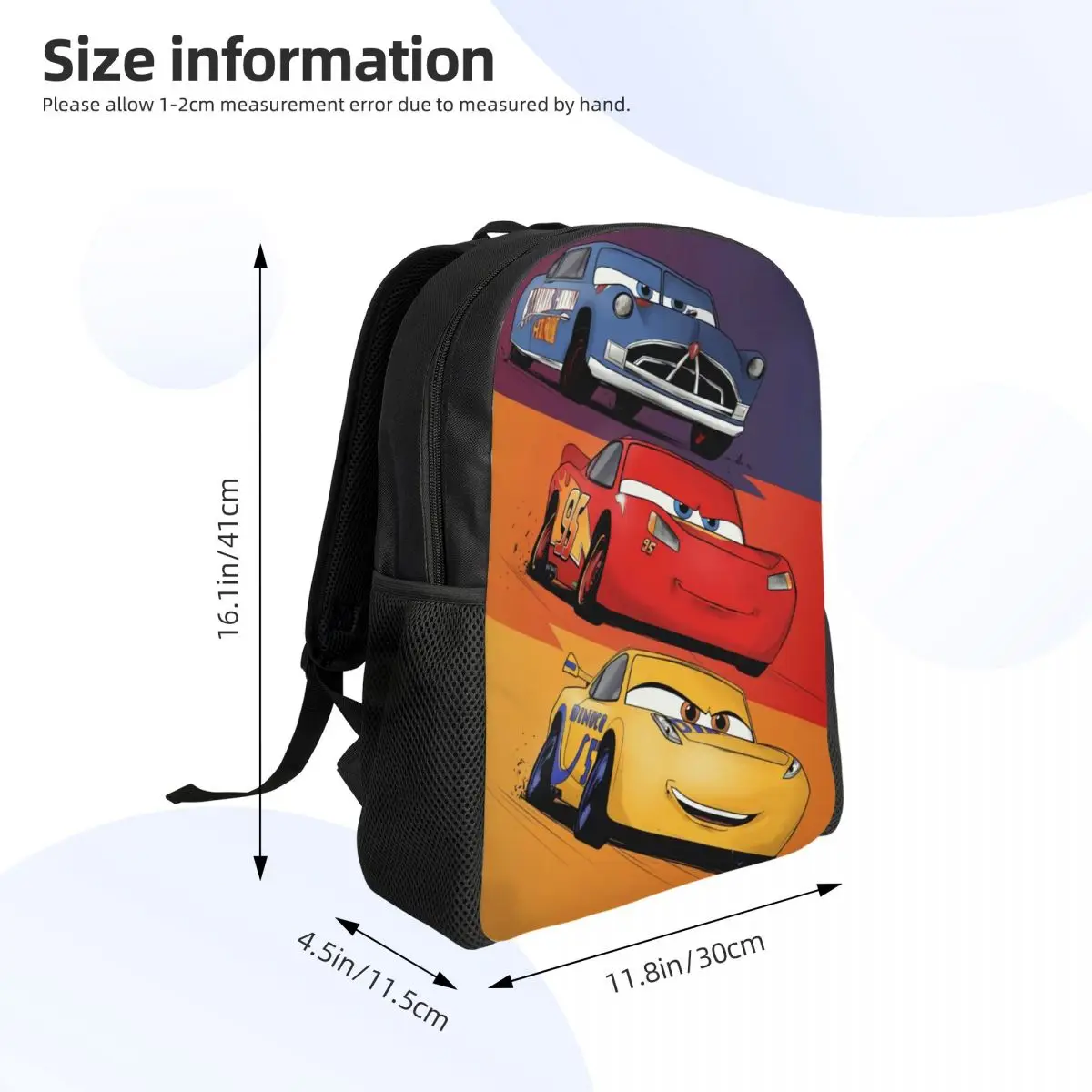 Stampa 3D personalizzata Saetta McQueen Zaini per auto da corsa Ragazzi Borse da viaggio per scuola universitaria Donna Uomo Bookbag Adatto per laptop da 15 pollici