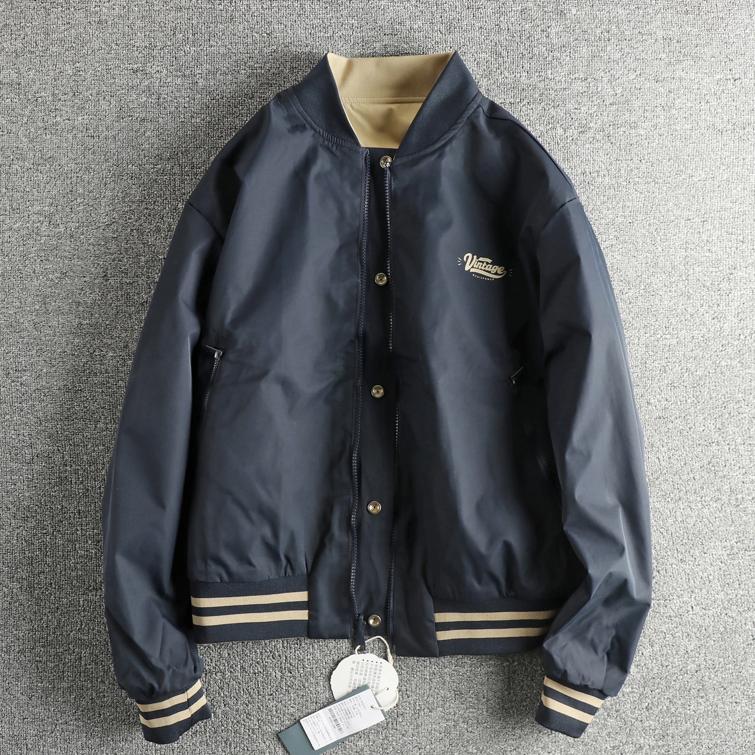 

Reversible non-sensory printed micro-stamp American jacket men's new textured baseball uniform jacket top