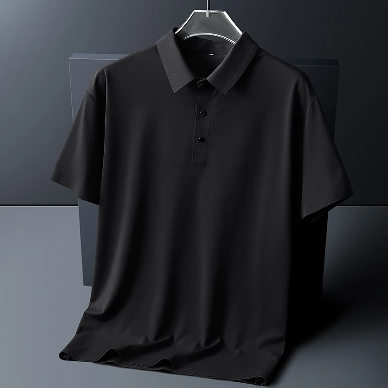 Polos hirt Männer 6xl 7xl 8xl Sommer neue hochwertige Herren Kurzarm Polos hirt Eis Seide Herren Business Casual Polos hirt