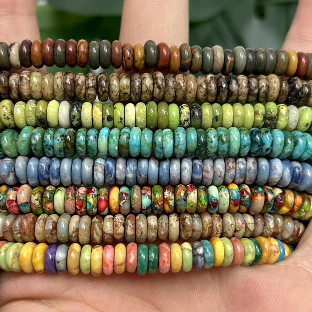 Multicolor Sea Sediment Turquoise Jasper Beads 6x2mm Rondelle Natural Stone Beads for Jewelry Making DIY Bracelet Necklace 15''