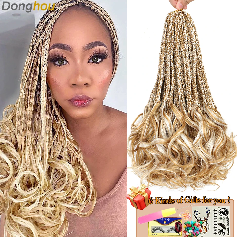 14 Inch Short French Curl Crochet Braids Pre Looped Kid-Friendly French Curls Box Braids Crochet Hair with Wavy Ends for Women