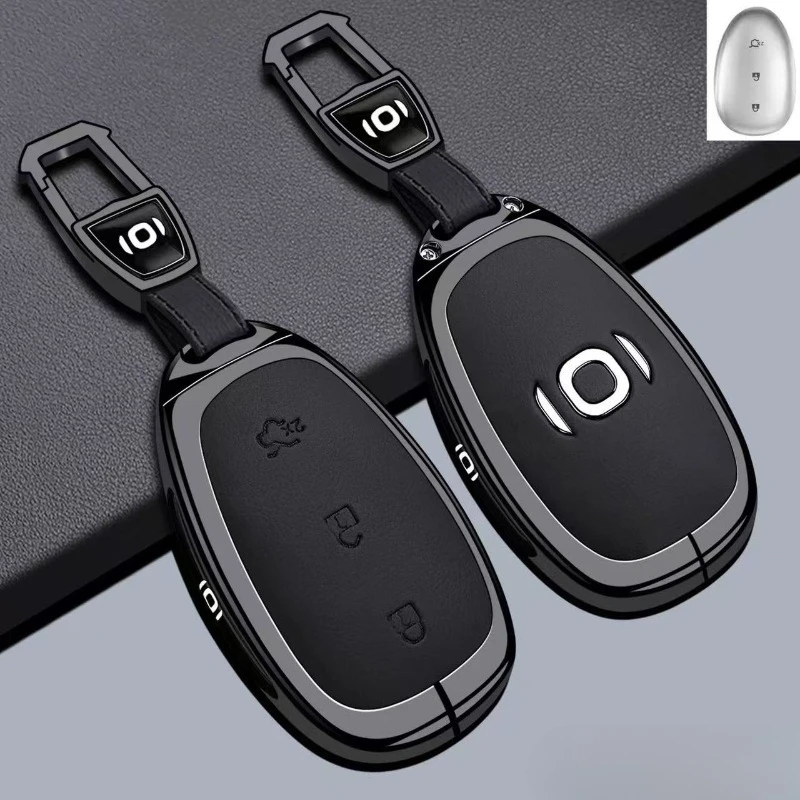 Zinc Alloy Key Fob Cover for Changan NEVO Q05/Q07/A06/E07/A07/A05, Heavy Duty Metal Protective Case Shell with Keychain