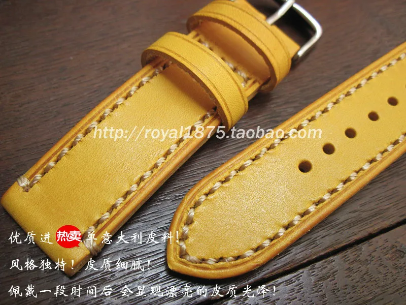 Durable Waterproof Yellow Leather Watchband  20mm 22mm Strap  Watch Bands Premium Bracelet