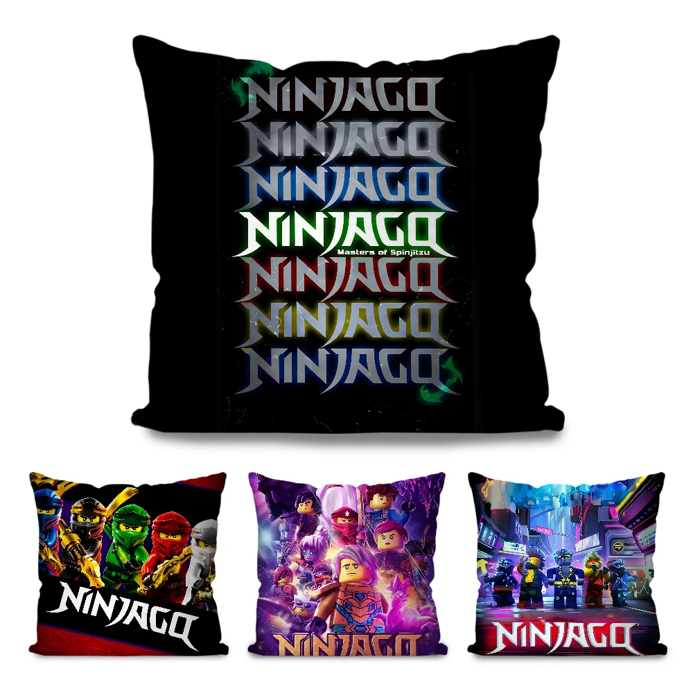 N-N-NINJAGOS Pillow Case Cartoon Sofa Decorative Home Double-sided Printing Short Plush Cute Cushion Cover