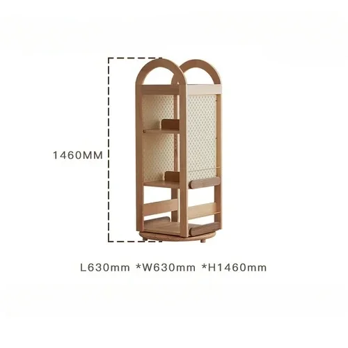 Bookshelf full solid wood rotating bookshelf 360 degrees children's reading picture book rack storage landing