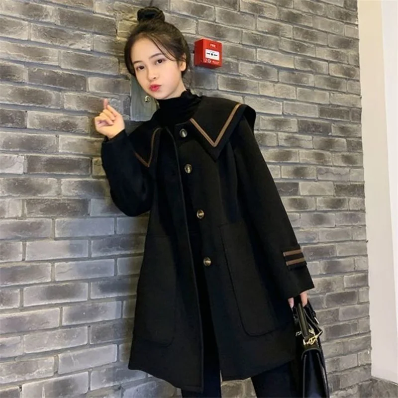 Vintage Female Clothing 2023 Autumn Winter New Wool Coat Women High-End Loose And Slimming Counter Woolen Coat Women