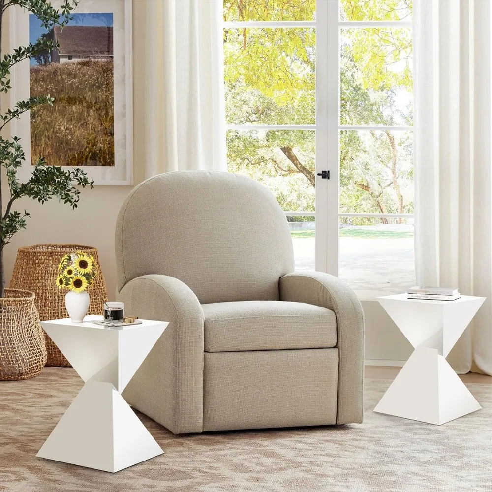 مجموعة طاولة جانبية من الأكريليك الأبيض مكونة من 2، طاولات نهاية صغيرة للمساحات الصغيرة، طاولات نهاية أكريليك حديثة لغرفة المعيشة وغرفة النوم مع منضدة