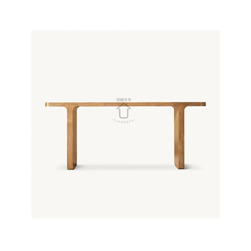 Entrance table, rectangular log B & B hotel, extremely narrow aisle, floor-to-ceiling against the wall, desk case