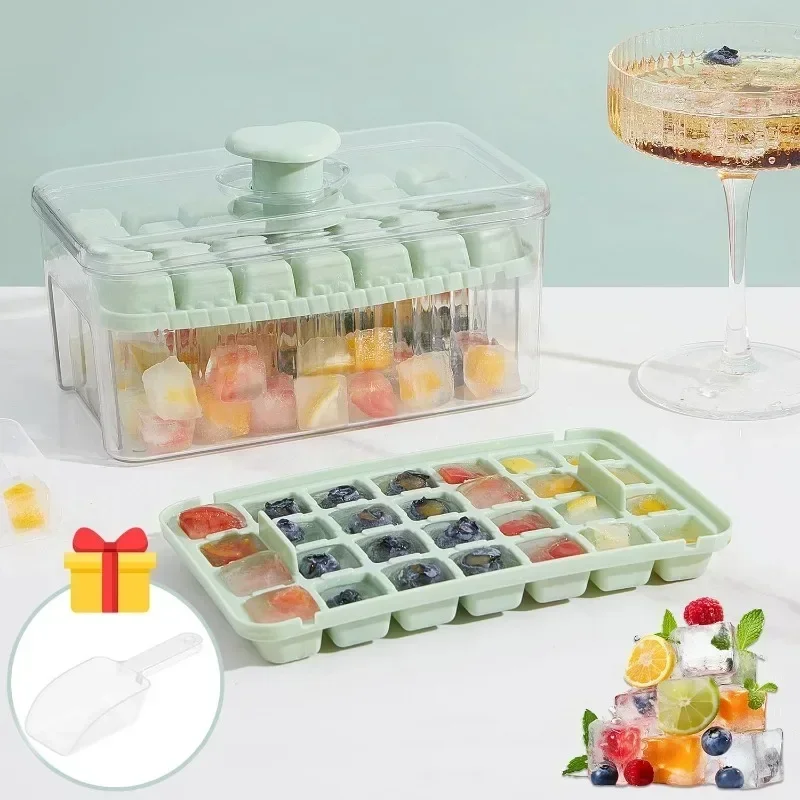 

Reusable Ice Cube Mold 28/56 Compartment Ice Maker One-touch Easy Release Homemade Ice Cube Tray for Cooling Whiskey Cocktail