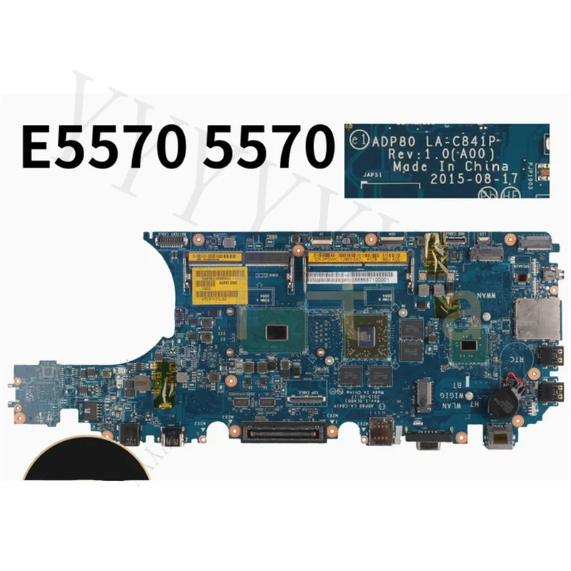 

Y+ For DELL Latitude E5570 5570 Laptop Motherboard ADP80 LA-C841P i5-6300HQ