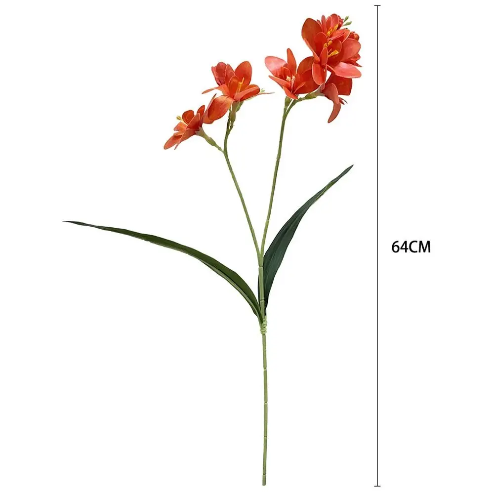 2 Fork Artificial Freesia Flowers Real Touch Realistic Artificial Orchid Branches Handmade Simulation Whelan Flower