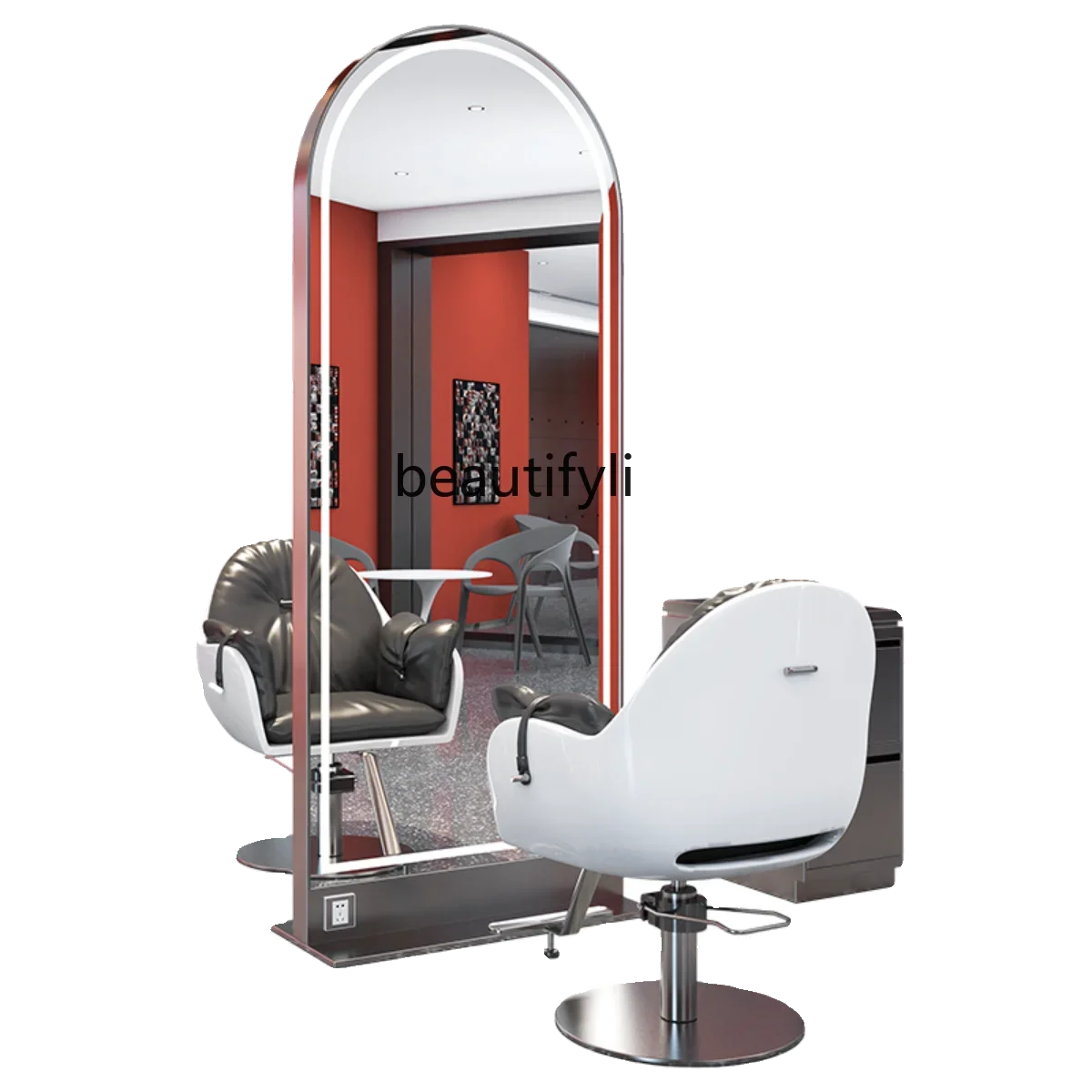 Salon Barber Shop Floor with Cabinet Hair for Hair Salon Hot Dyeing Full Body Hair Cutting Mirror