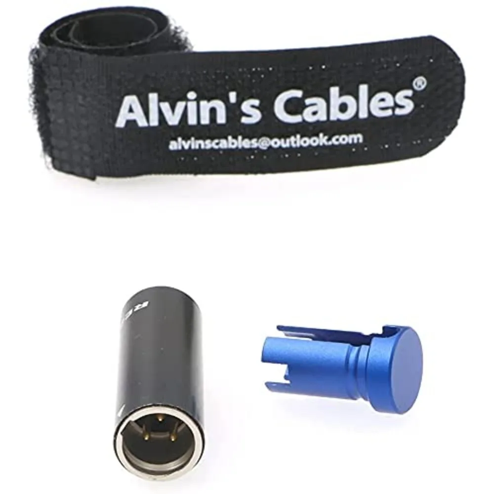 Alvin's Cables Low-Profile 3 Pin Male Mini XLR Connector Original Plug for Audio Microphone Cable Blue