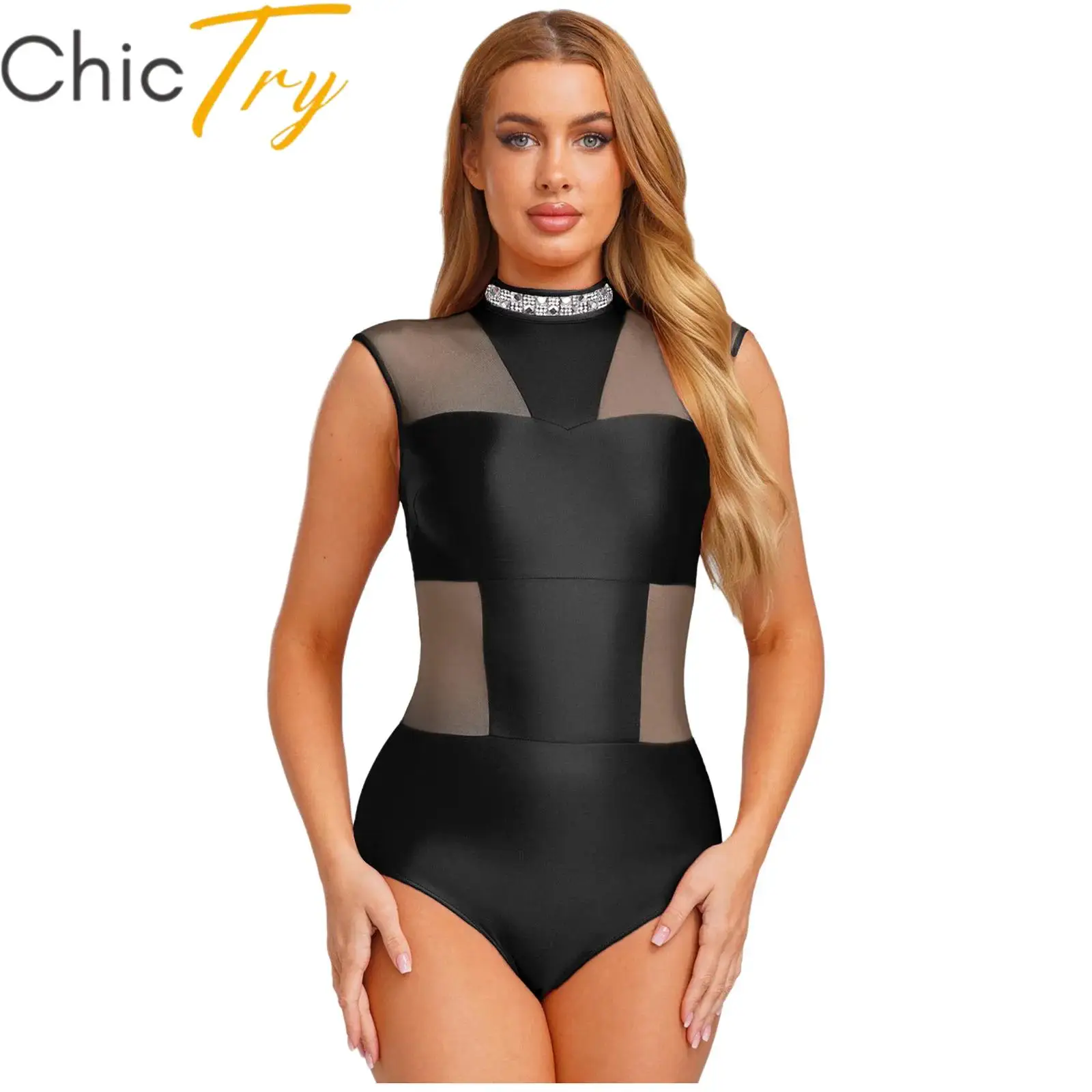 

Womens Ballet Dance Leotard Sleeveless Backless Openable Crotch Gymnastics Workout Bodysuit Lyrical Latin Performance Dancwear