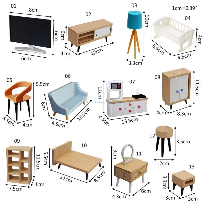 Nội thất mô hình thu nhỏ F1CB Trẻ cho Búp bê Ngôi nhà Vai trò thực tế cho chơi