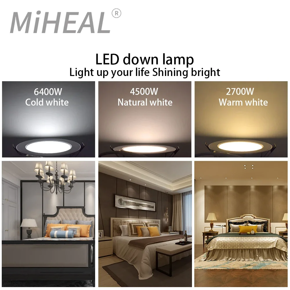 LED Downlight 5W 9W 12W 15W Round Recessed Lamp led Ceiling Lights Spotlight 220V-240V for Living room Corridor Bathroom Kitchen