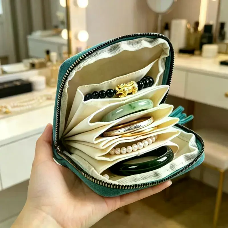 Velvet Jewelry Bag Travel Portable Multi-Layer Bracelet Earring Necklace Handbag Soft Customizable Wedding Gift 1PC Luxurious