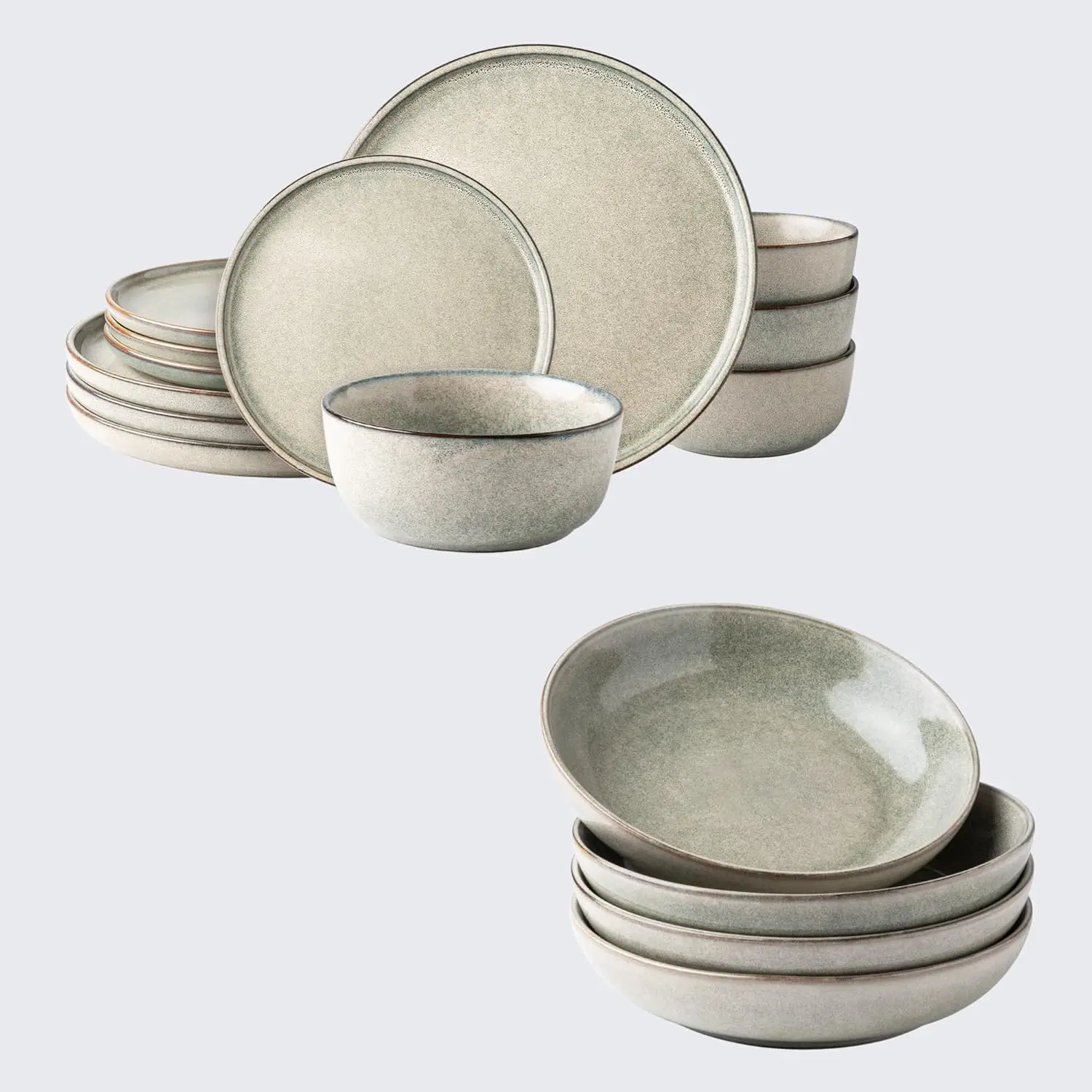 

Ceramic Dinnerware Sets,Handmade Reactive Glaze Plates and Bowls Sets,Highly Chip and Crack Resistant | Dishwasher & Microwave S