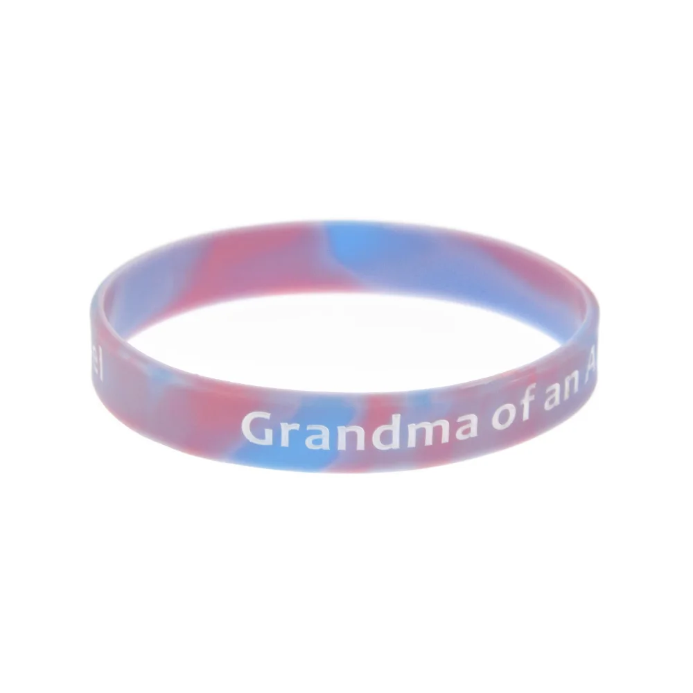 1 PC Grandma Grandad Auntie of an Angel Silicone Bracelet Family Gift Wristband Swirl Color