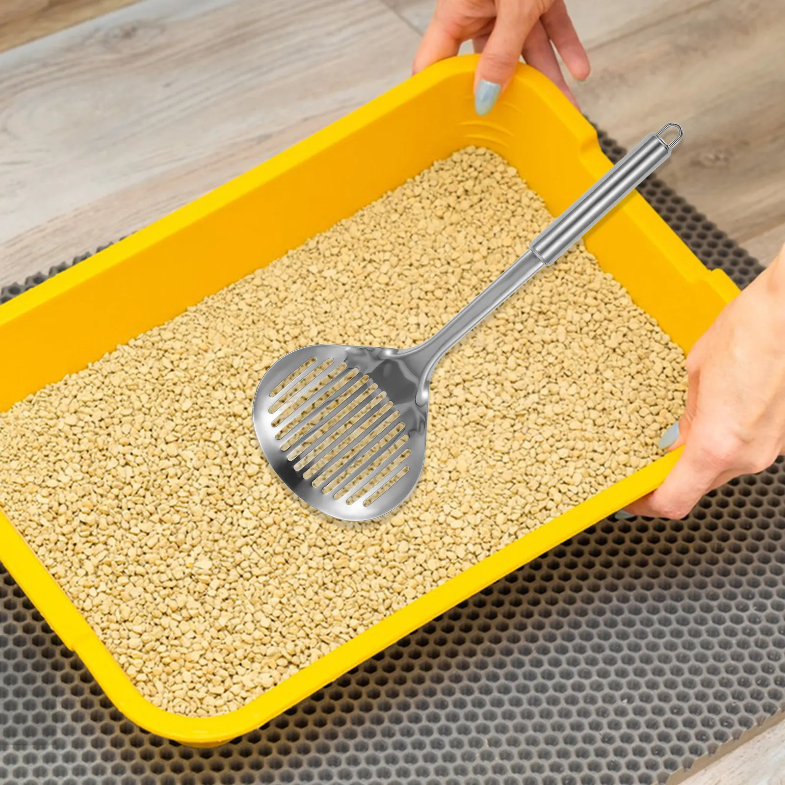 Stainless Steel Cat Litter Scoop Heavy Duty Metal Litter Box Scooper Efficient Cat Poop Sifter Poop Scooper Chicken for Cleaning
