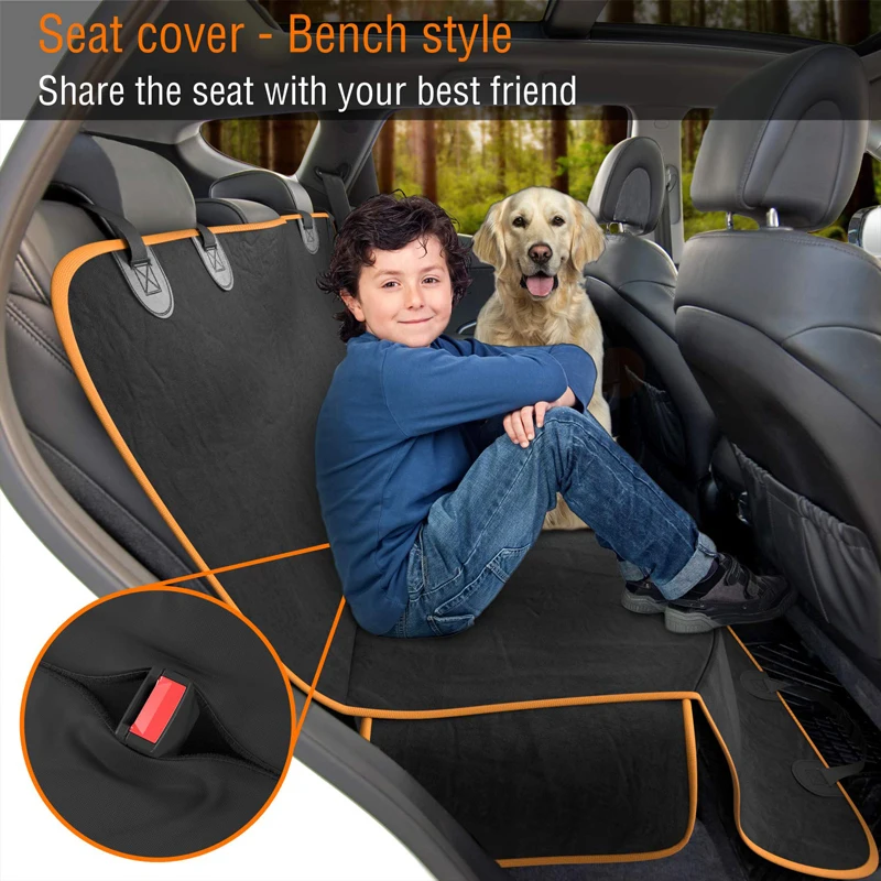 Benepaw Durable Dog Car Seat Cover Waterproof Pet Back Seat Cover SUV Car Convertible Pet Hammock Trunk Protector Travel