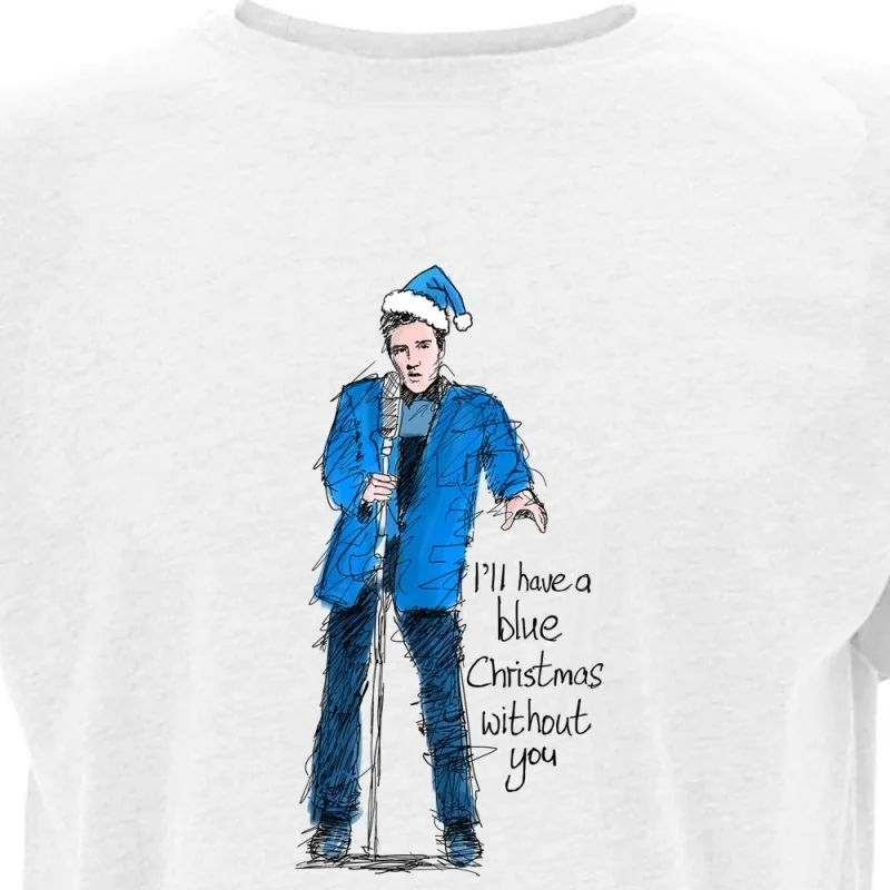 

Elvis – Blue Christmas,Christmas, _00000272- hand-drawn pattern T-shirts for both men and women in summer 2025 new tee
