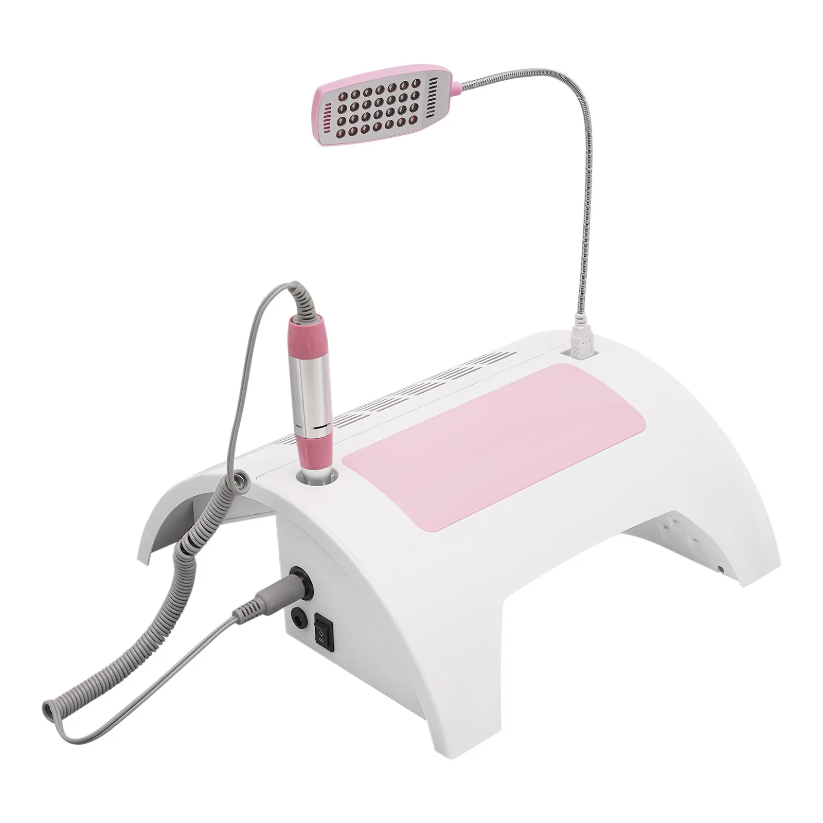 5-in-1 Maniküre-Lampe Nagelstaubsammler mit Nagelbohrer Handauflage und LED-Schreibtischlampe für Gel-Nagellack für Nagelstudio und Heimgebrauch