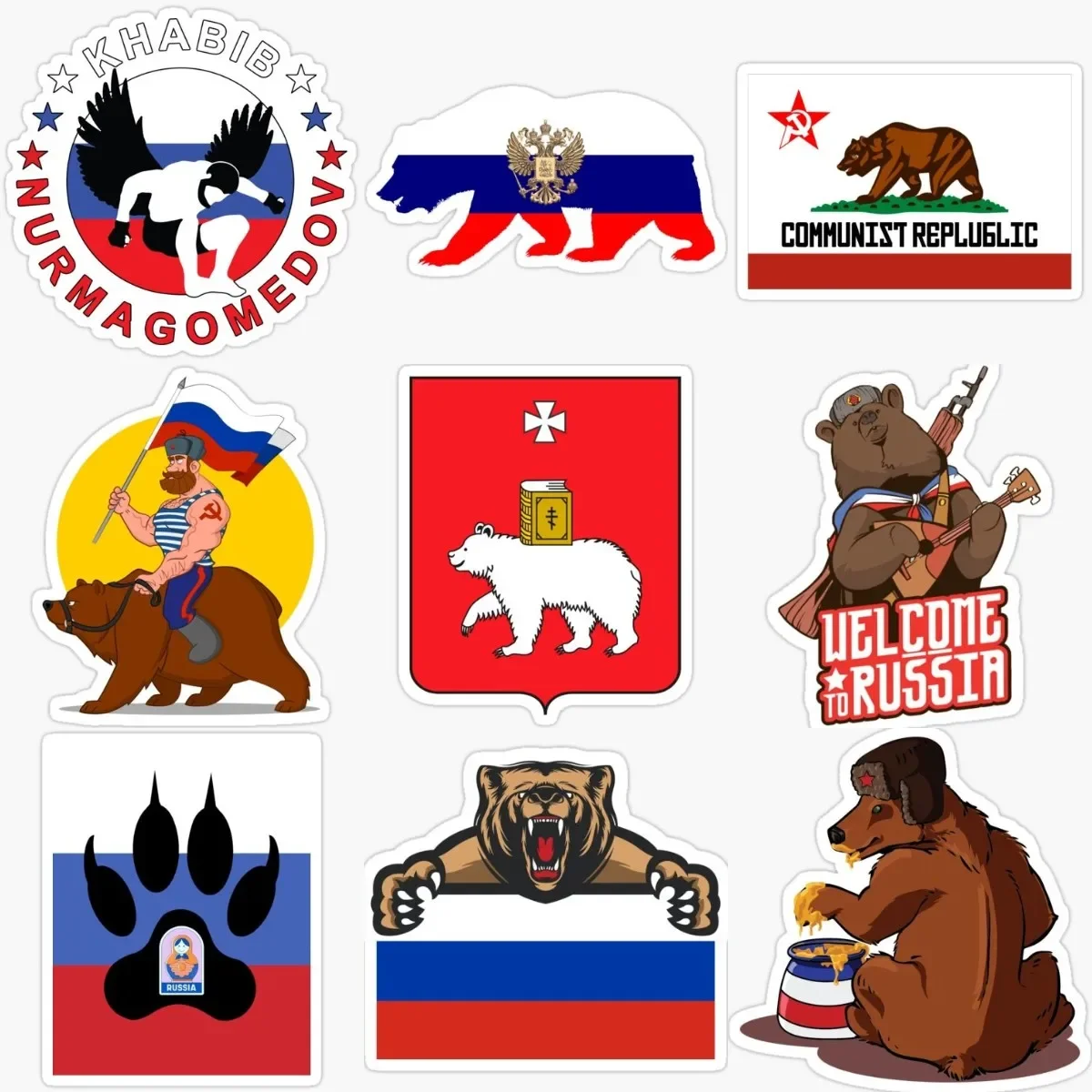 

Creative Russia RUS Flag Bear Sticker for Covered Scratch Decorate Car Van Window Laptop Bicycle Room Fridge Decal Accessories