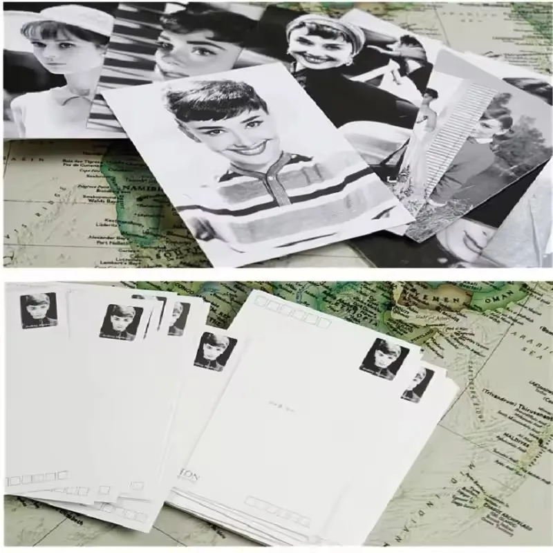 ชุดโปสการ์ดวินเทจออเดรย์ เฮปเบิร์น 30 ชิ้น - การ์ดอวยพรศิลปะการถ่ายภาพขาวดำคลาสสิก เหมาะสำหรับนักสะสม