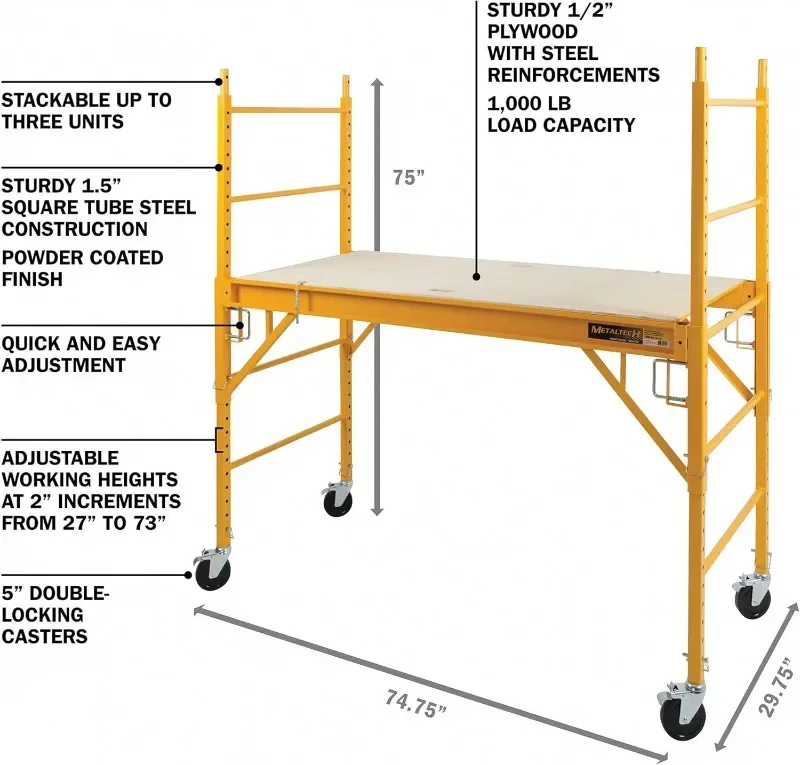 MetalTech 6 ft Platform perancah Bakers perancah tangga perlengkapan atap