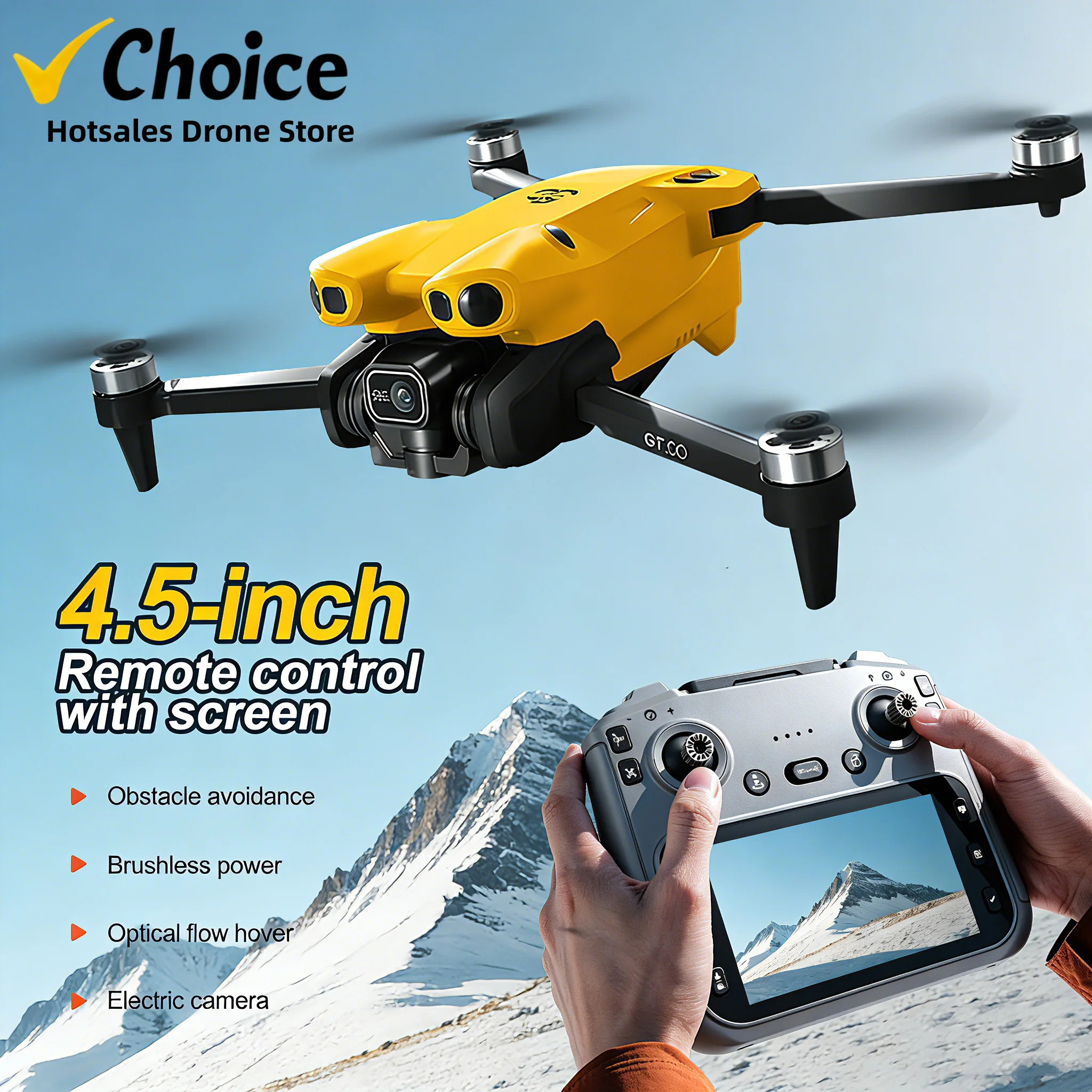 New Bumblebee GT50 Drone MIni 4.5"Screen Brushles Optical Stream Positioning Quadcopter with Camera FPV WIFI RC 4axis Drones Toy
