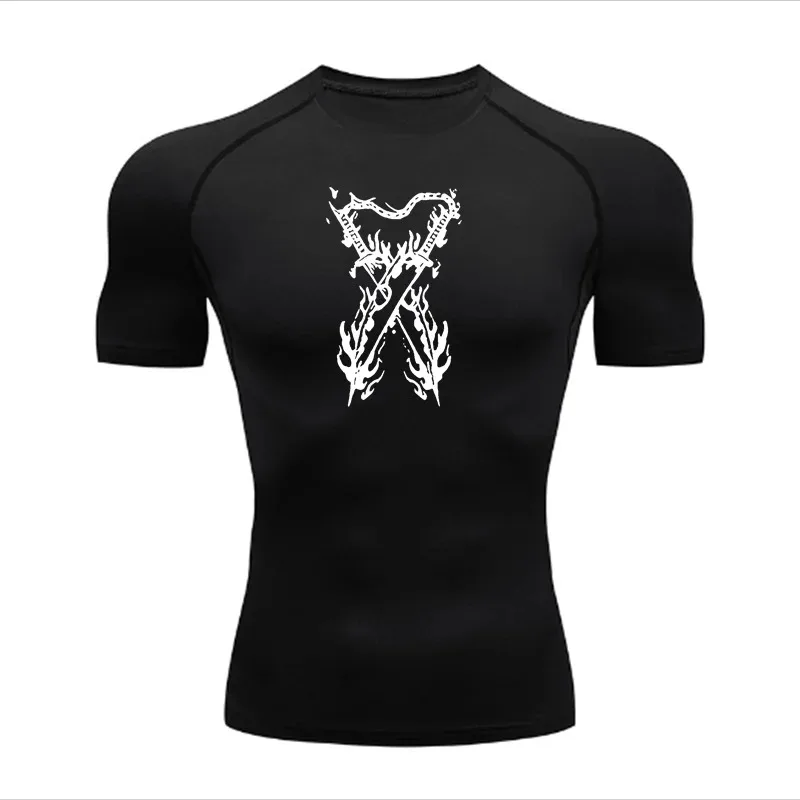 

Мужская футболка для бега, спортивная компрессионная футболка для фитнеса Y2k, влагоотводящая, быстросохнущая, облегающая, для тренировок в спортзале, для бега