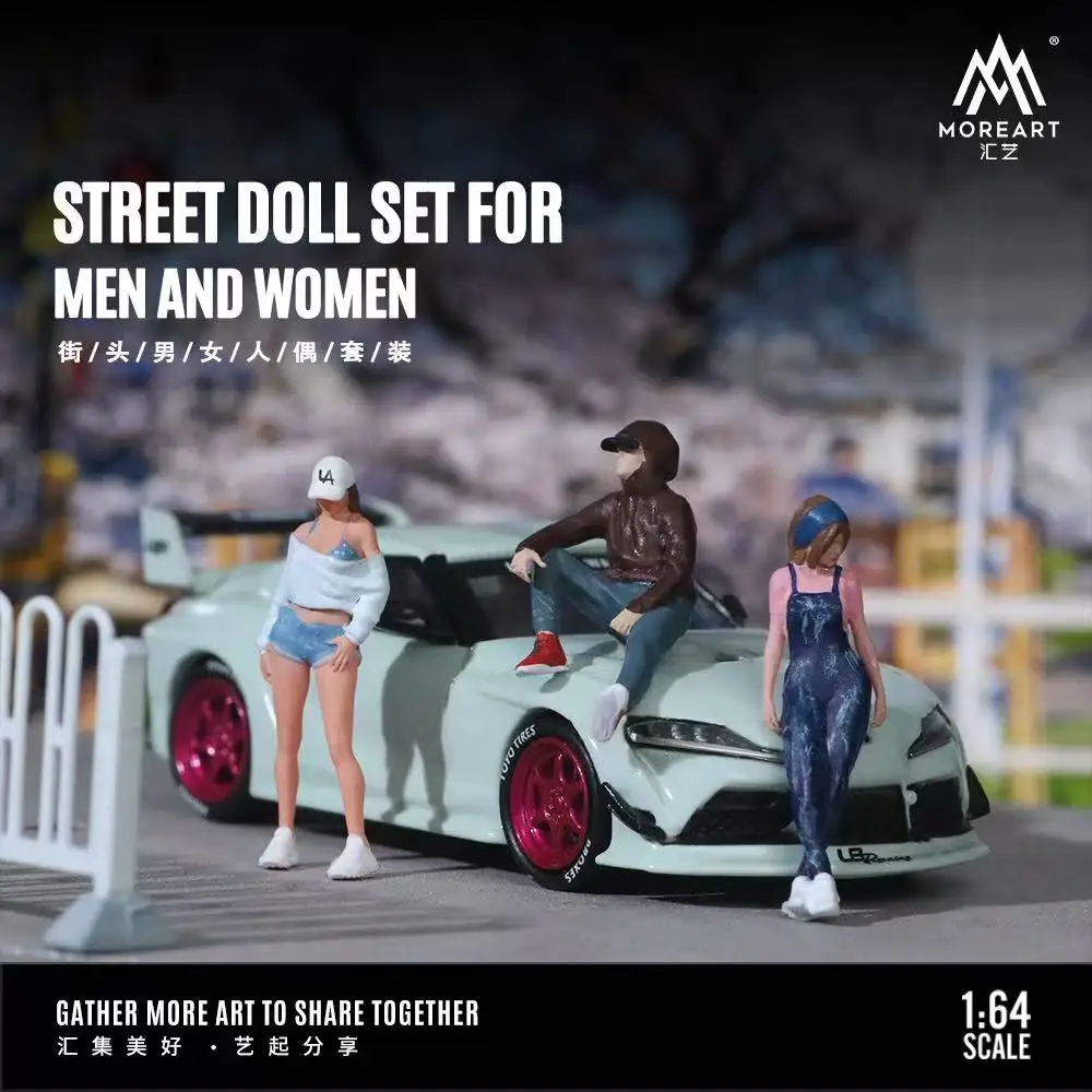 MoreArt 1:64 Resin Figure Street Dolls Set 3 PCS per Pack for Model Car Display