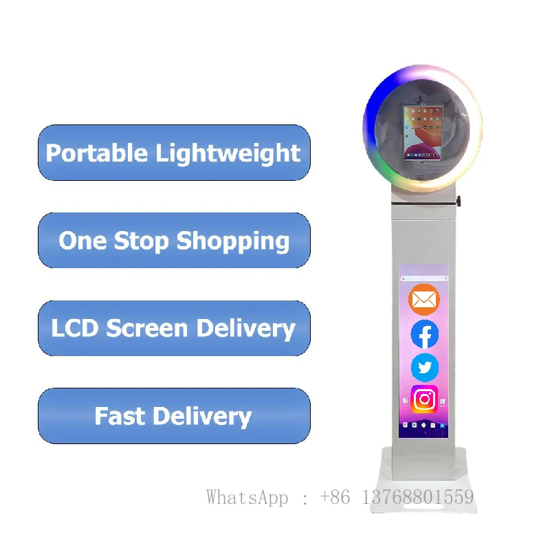 LED Ring Light IPad Photo Booth Shell Stand 360 Surface Portable Mirror Photo Booth Photobooth Kiosk Selfie Digital Photo Booth