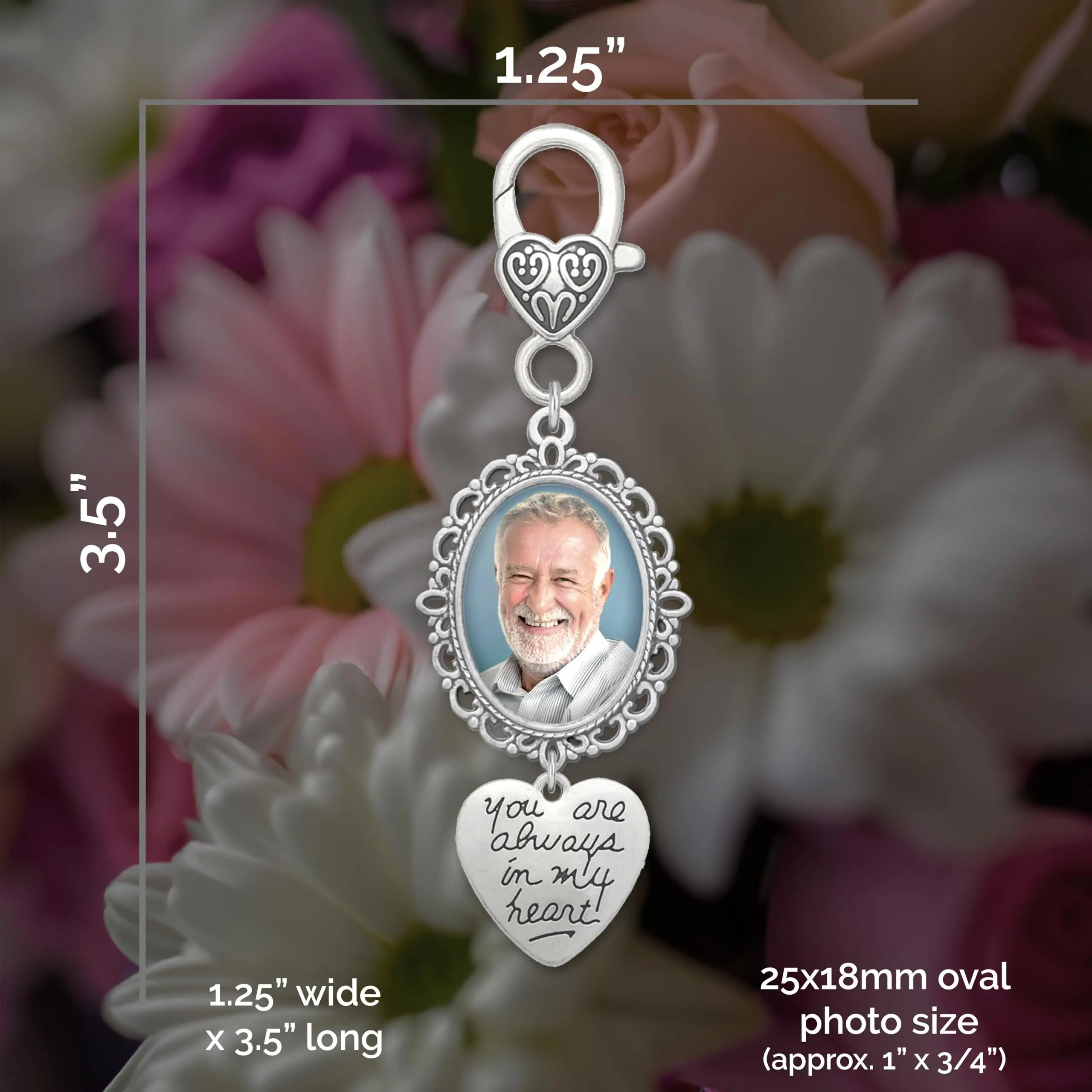 Wedding Bouquet Photo Charm Clip for Bride's Flowers, 