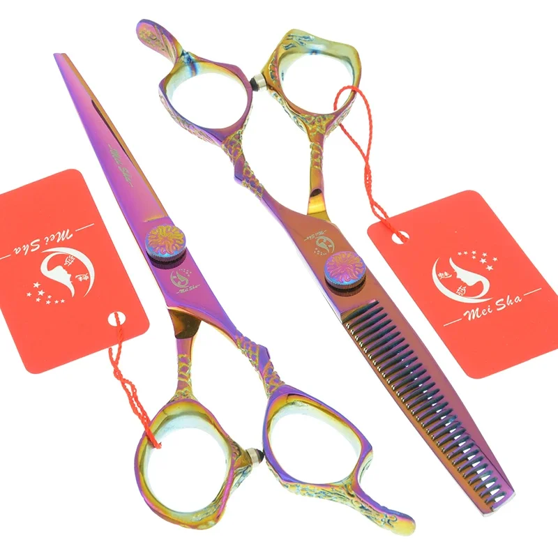 

6.0" Dragon Handle Barber Hair Cutting Scissors Thinning Scissors Japan Steel Hairdressing Shears Set Comb Salon Clippers A0078A