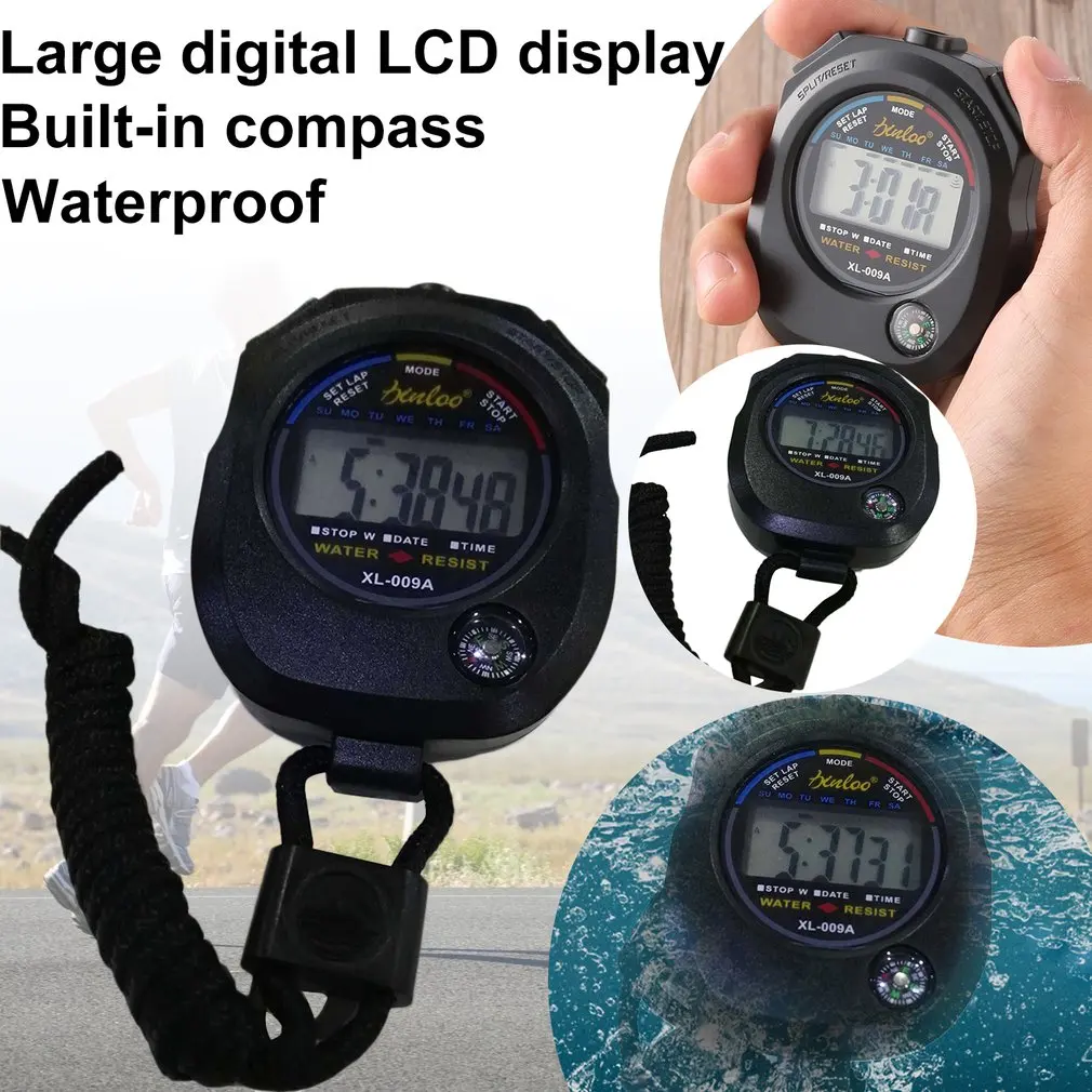 Portable ABS Time Counter Digital LCD Sports Stopwatch Professional Waterproof Sports Chronograph Durable Timer