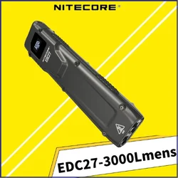 NITECORE EDC27 Rechargeable Tactical Flashlight 3000Lumens  With OLED real-time Display Built-in battery Troch Light