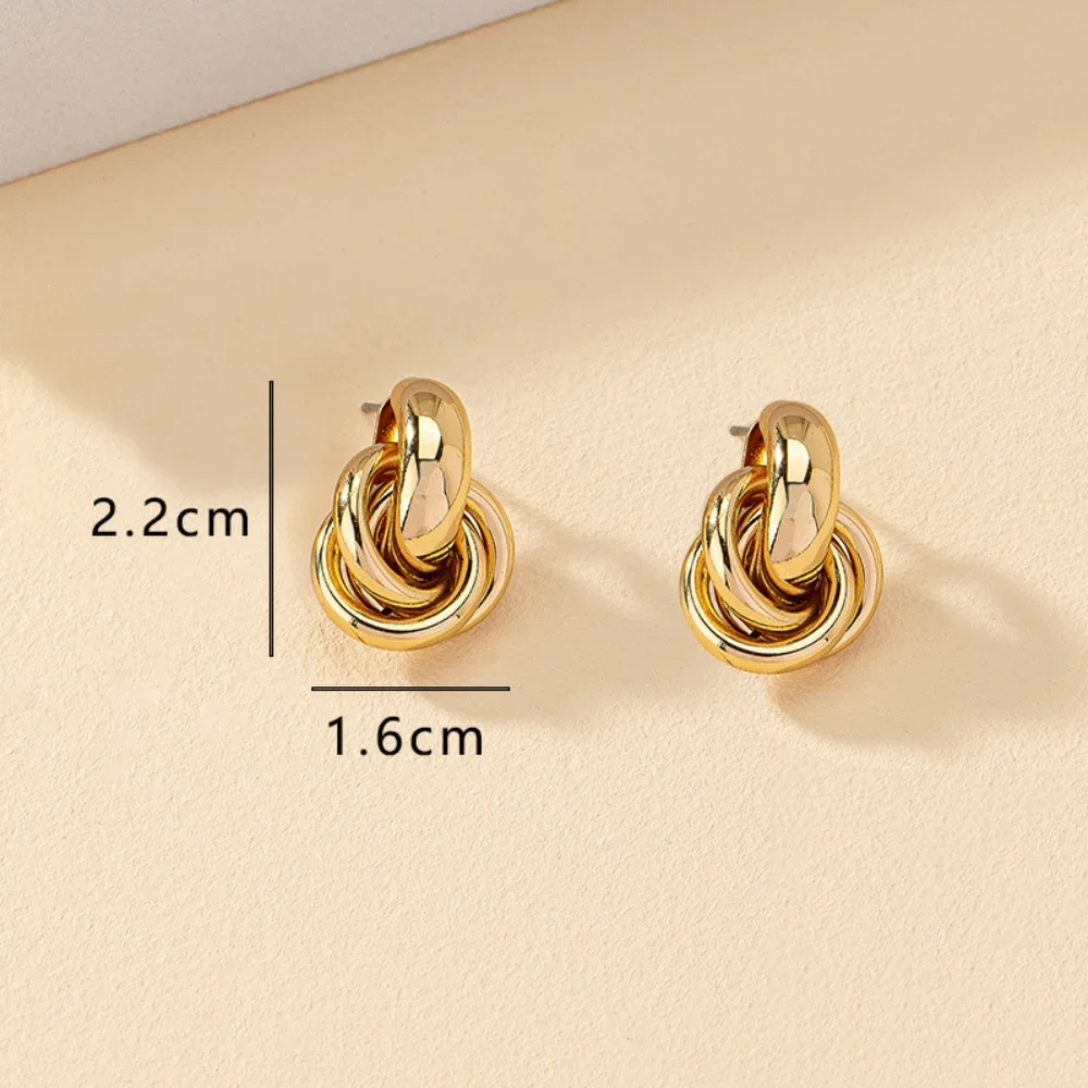 Twists Gold Silver Color Knot Hoop Korean Earrings for Women Shiny Plating Trendy Earring butterfly Stud Cute Daily Jewelry