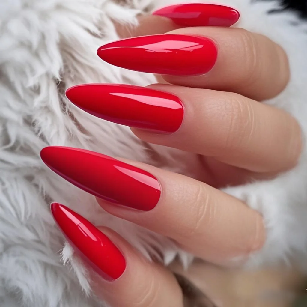 

48Pcs Extra Long Fake Nails Press Ons Glossy Red False Nail Stiletto Shaped Woman UV Gel Finger Tips Manicure Kits