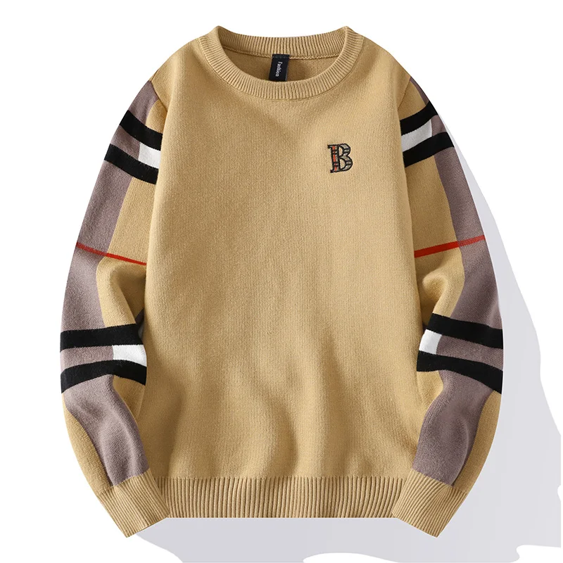 

2023 Autumn/winter New Youth Fashion Trend Sweater Men's Casual Versatile Round Neck Knitted Pullover Warm Sweater