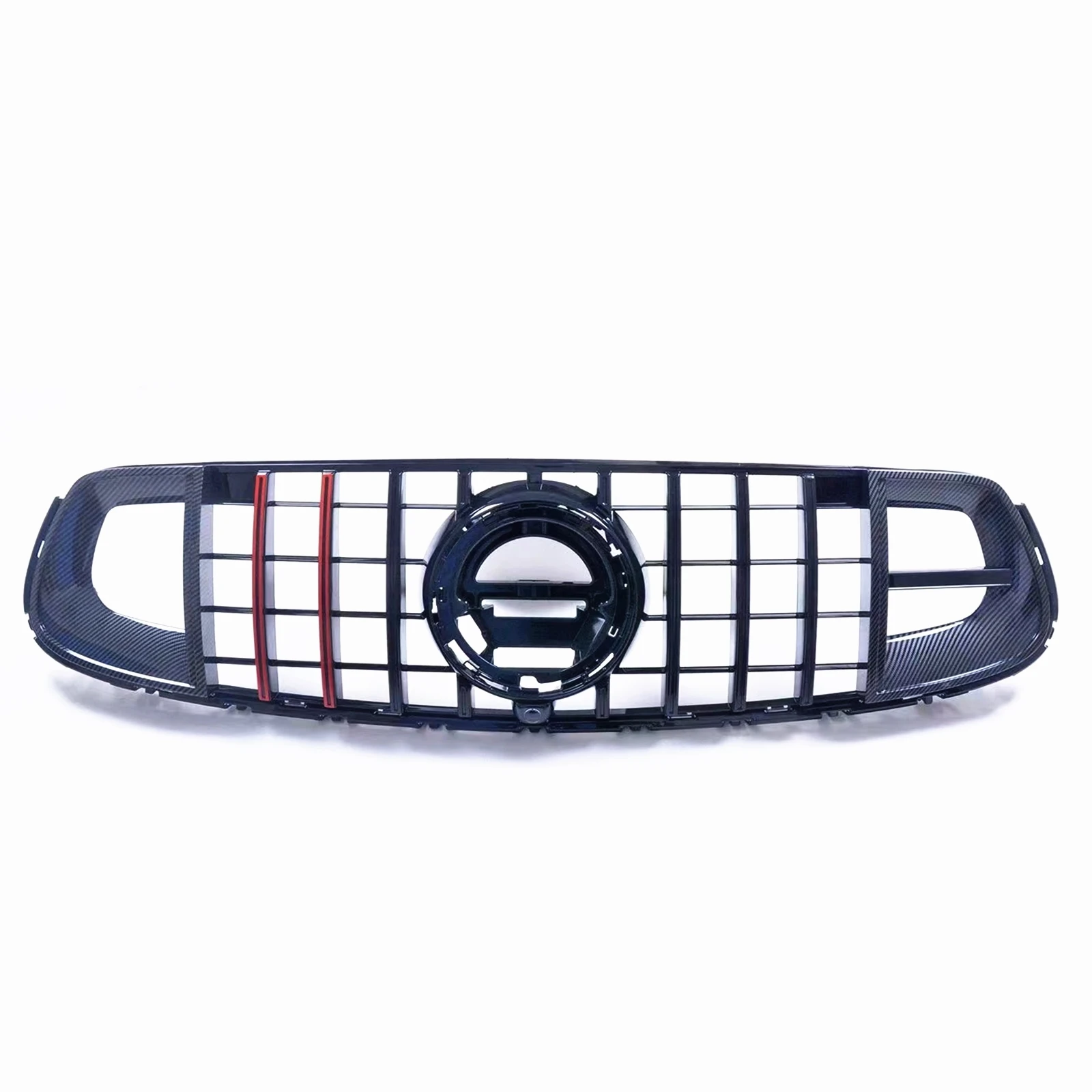 Black+Red Front Grille Grill For Mercedes Benz W253 X253 GLC Coupe GLC300 2020-2022 GLC43 AMG Upper Bumper Intake Hood Mesh Grid