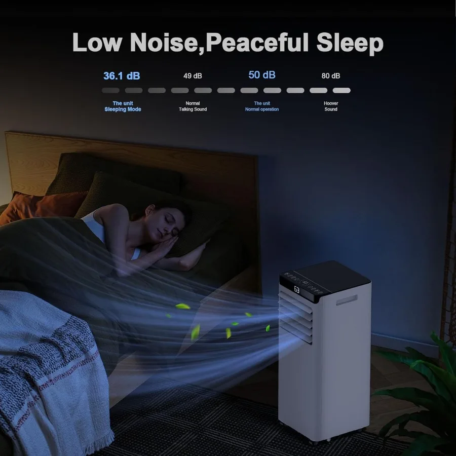 مكيف هواء محمول 10000 وحدة حرارية بريطانية للغرف حتى 450 قدم مربع. مع جهاز التحكم عن بعد 4 أوضاع التشغيل مزيل الرطوبة نافذة جبل E #6