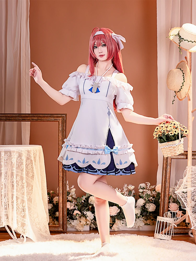 لعبة Genshin Impact Clervie/Arlecchino أزياء تنكرية لحفلة الهالوين وعيد الميلاد لعب الأدوار الهزلية في المخزون للنساء مقاس XS-XXL