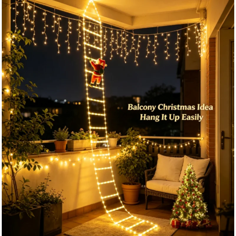 Santa Claus Climbing Ladder 3M Outdoor Christmas Tree Decoration for Home Garden Ornament New Year Gift Holiday Xmas Decor