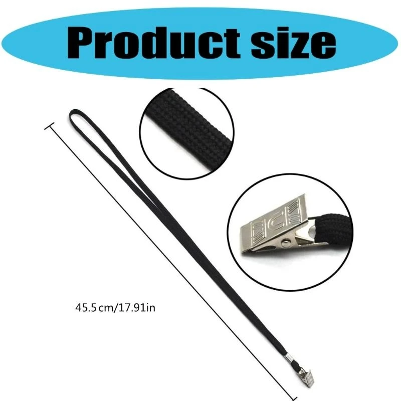 

100 Pcs Safety Lanyards Black Lanyards Flat Neck Lanyard with Clip for School Office and Classroom Use 601F