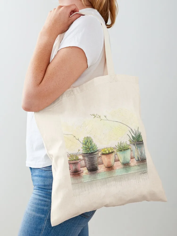 

Succulents, Still Life Tote Bag tote bag men's canvas shopping bag Fabric