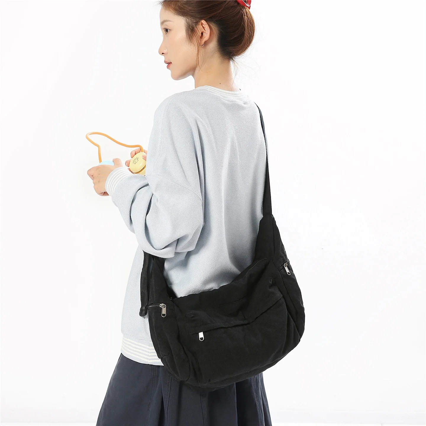 الشارع الشهير قماش حقيبة نسائية كبيرة حقيبة صديقة للبيئة الكورية حقيبة ساعي Y2K حقيبة كتف المتسوق حقيبة خمر حمل حقائب اليد طالب