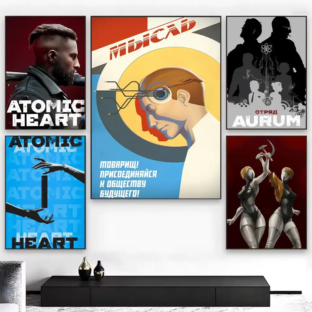 Sci-Fi Game A-atomic Heart Poster Chic Aesthetic Self-Stick Wall Poster Bedroom & Dorm Room Decor